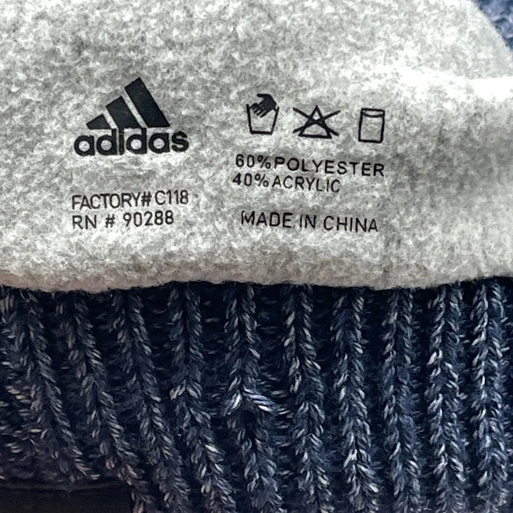 Adidas Climawarm Knit Visor Beanie Blue Marl Fleece Lined Brimmed Hat Cap 1574